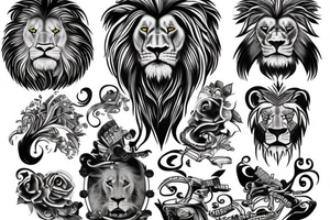 King lion with money tattoo idea