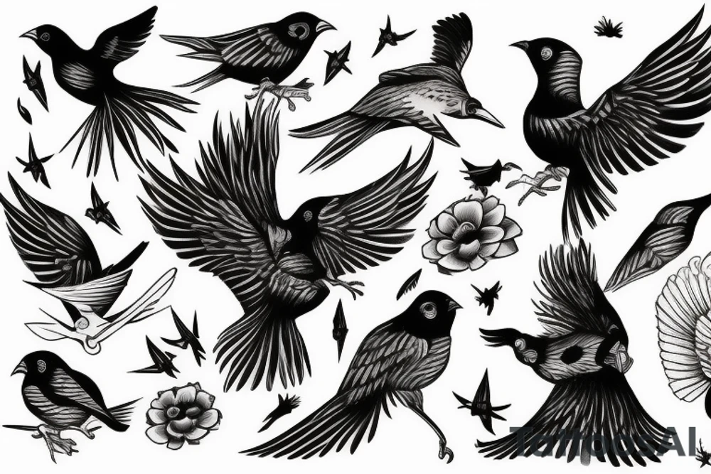 fighting birds tattoo idea