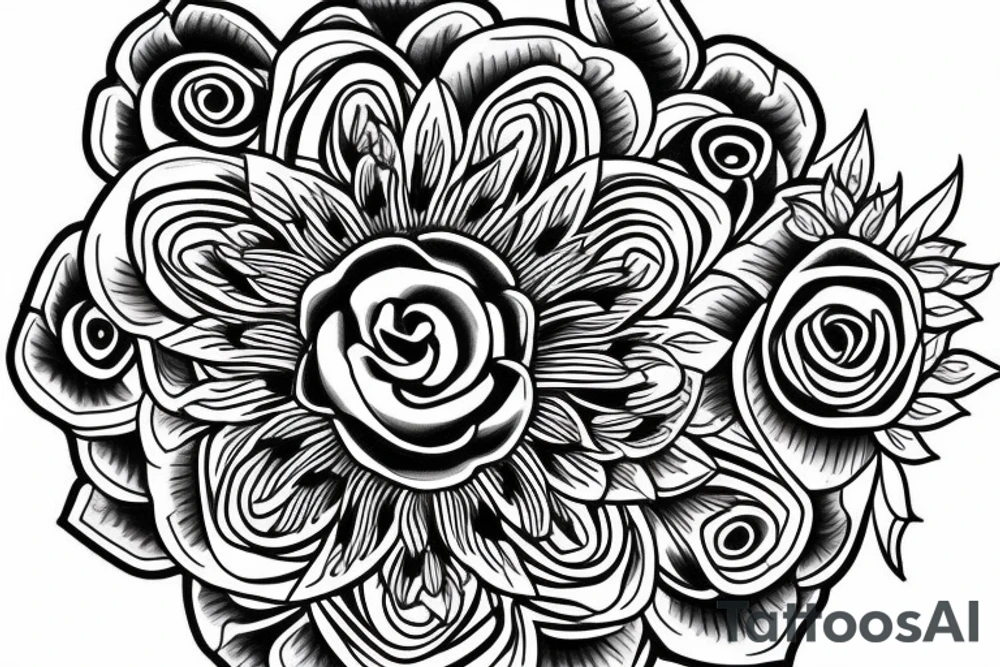 Rose and mandala tattoo idea