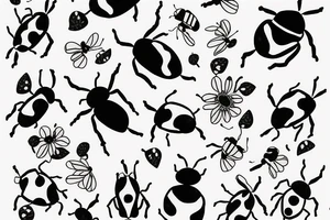Ladybug with flowers tattoo idea