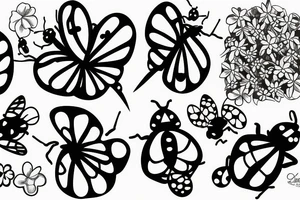 Ladybug with flowers tattoo idea