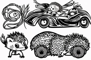 hedgehog in car tattoo idea