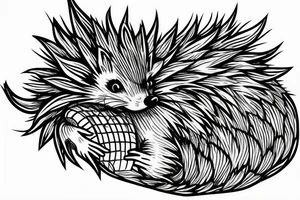 hedgehog in car tattoo idea