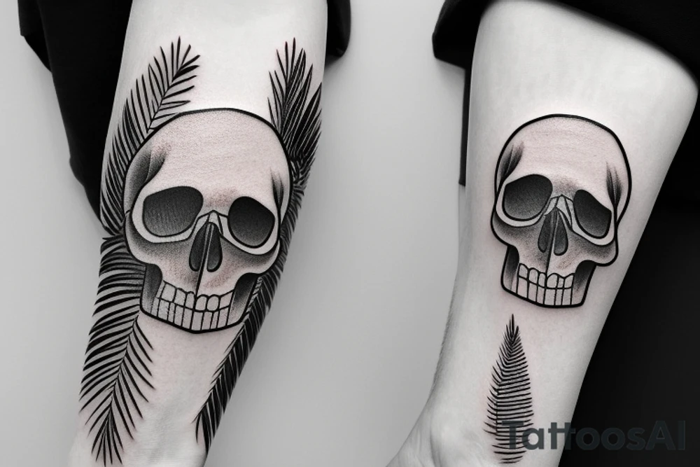 Skull palm tree tattoo idea