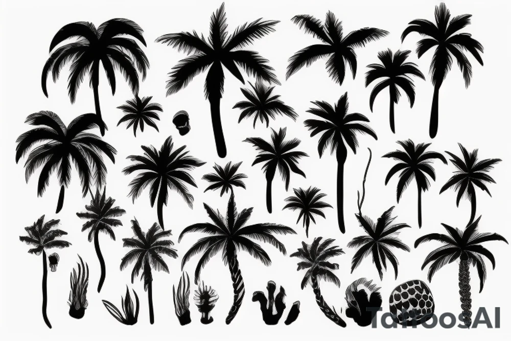 Skull palm tree tattoo idea