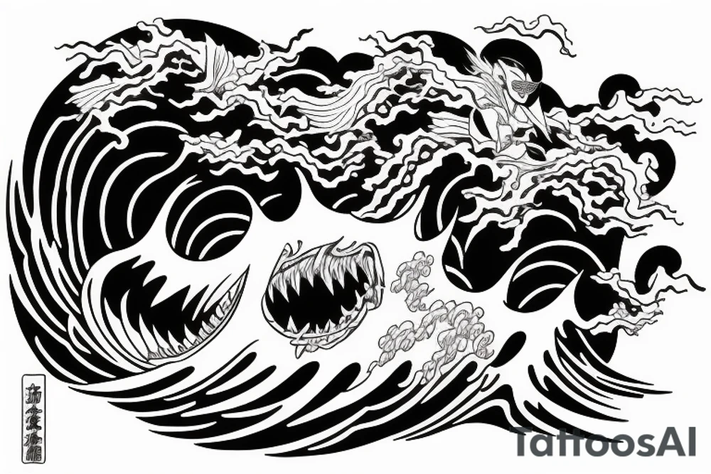 Japanese devil surfing On the great japanese wave tattoo idea