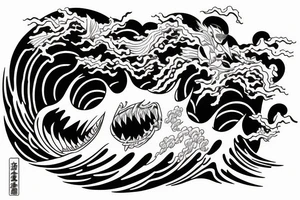 Japanese devil surfing On the great japanese wave tattoo idea