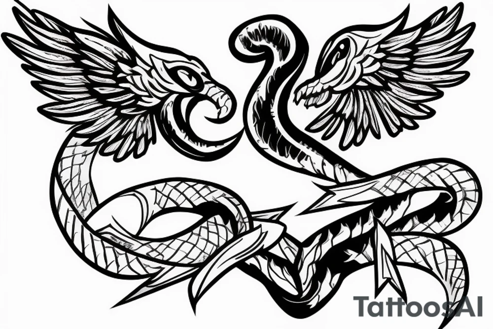Snake with barbed wire and wings tattoo idea