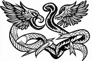 Snake with barbed wire and wings tattoo idea