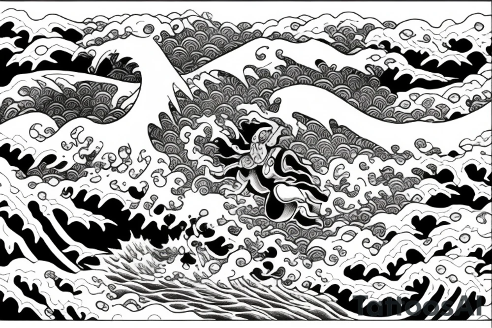 Japanese devil surfing On the great japanese wave tattoo idea