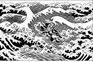 Japanese devil surfing On the great japanese wave tattoo idea