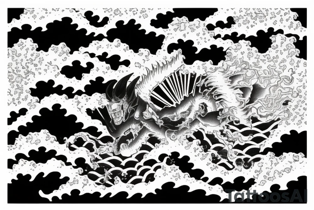 Japanese devil surfing On the great japanese wave tattoo idea
