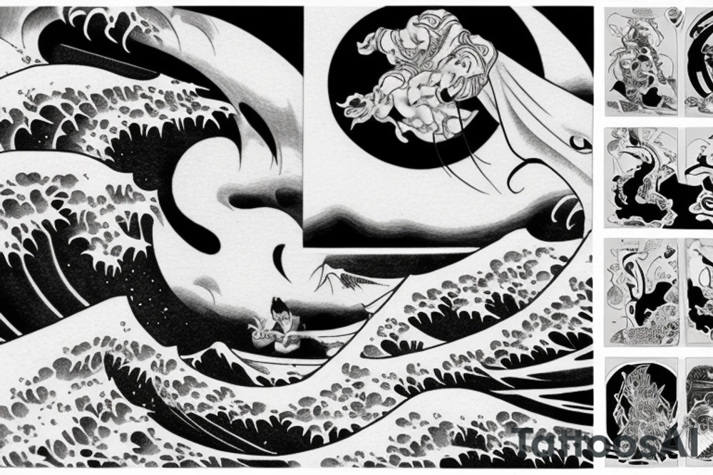 Japanese devil surfing On the great japanese wave tattoo idea Japanese devil surfing On the great japanese wave tattoo idea