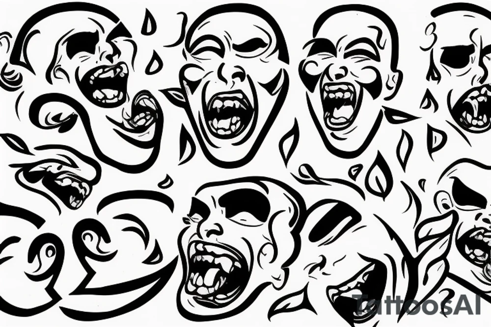 Man screaming while his head full of thoughts expolde. tattoo idea