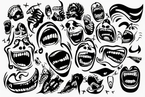 Man screaming while his head full of thoughts expolde. tattoo idea