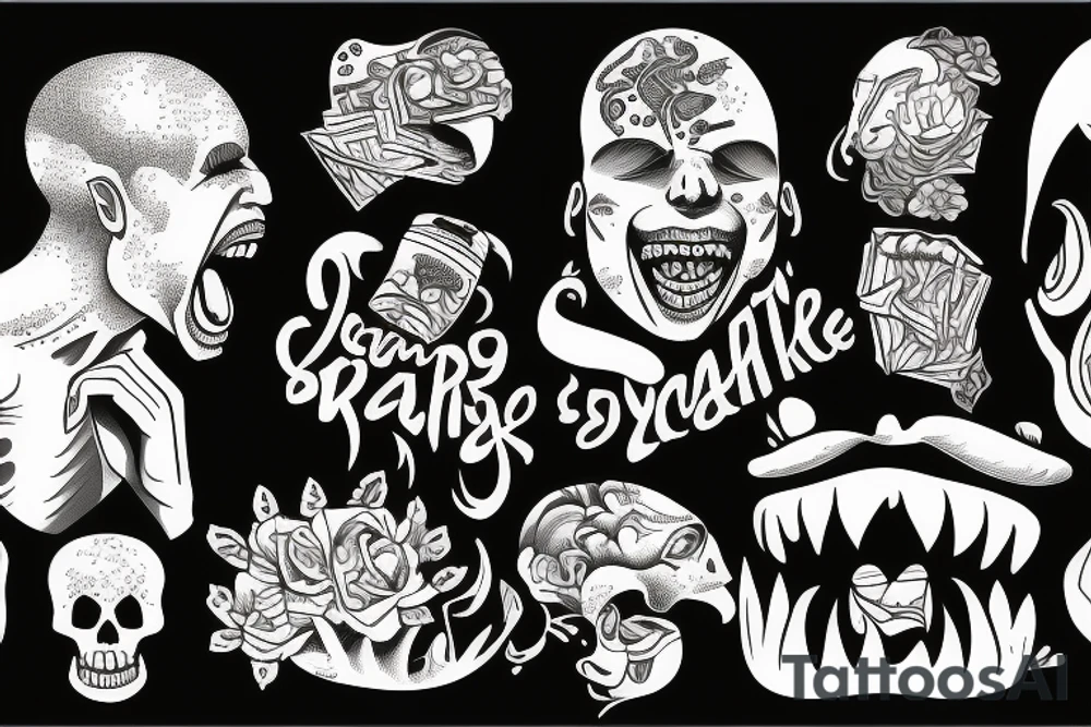 Man screaming while his head full of thoughts expolde. tattoo idea Man screaming while his head full of thoughts expolde. tattoo idea