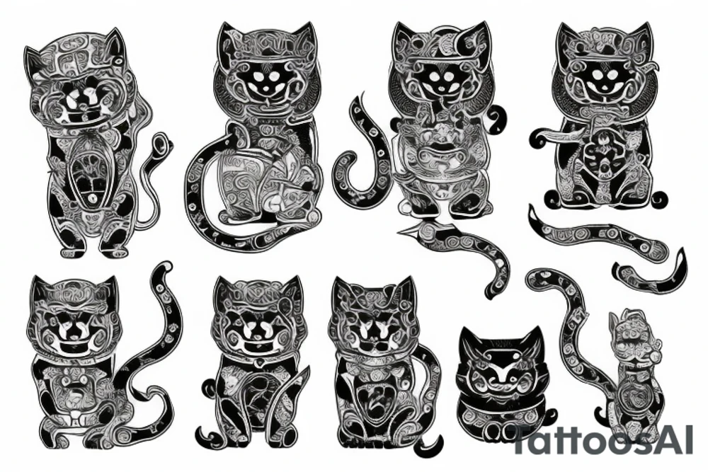 Demonic maneki neko tattoo idea