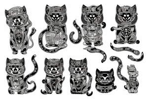 Demonic maneki neko tattoo idea