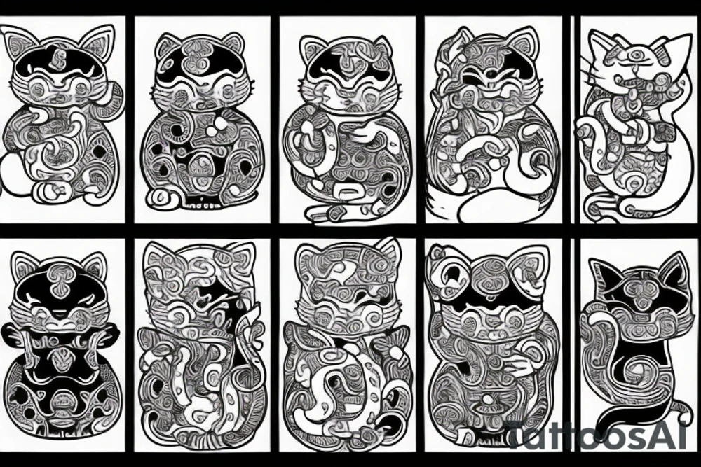 Demonic maneki neko tattoo idea