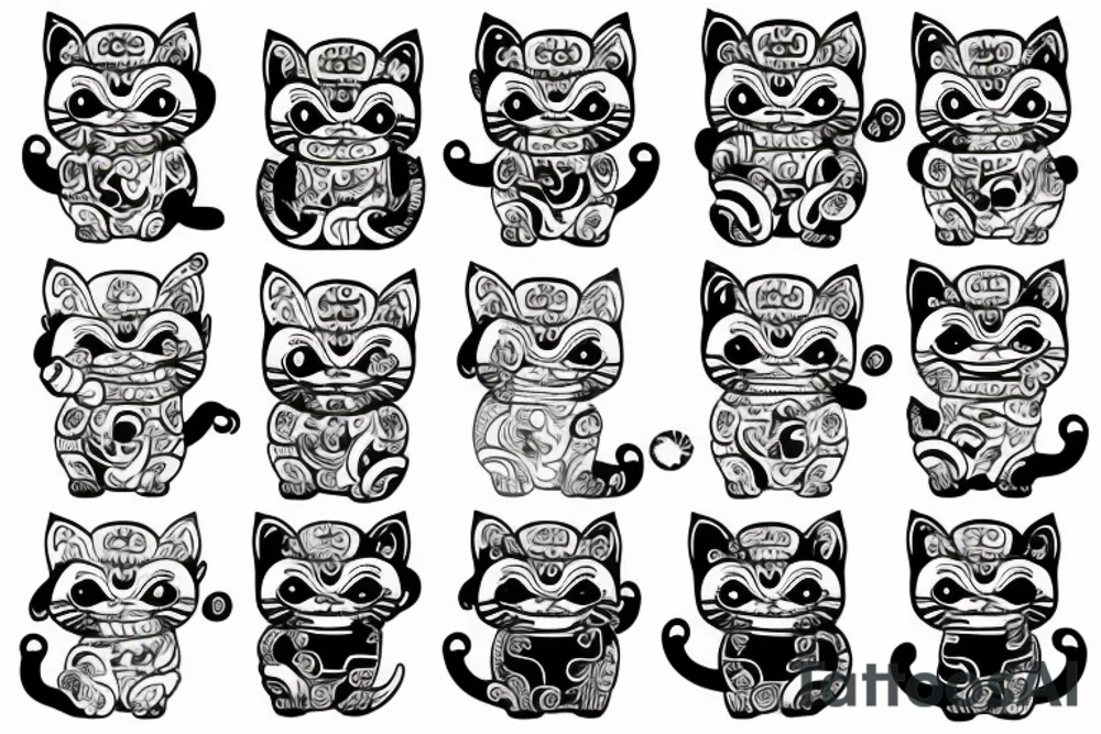 Demonic maneki neko tattoo idea