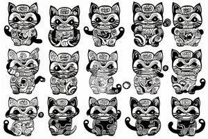 Demonic maneki neko tattoo idea