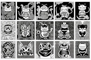 Demonic maneki neko tattoo idea