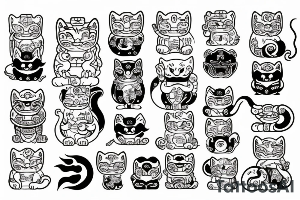 Demonic maneki neko tattoo idea