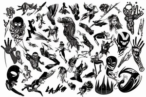 Cartoon  and marvel arm tattoo idea