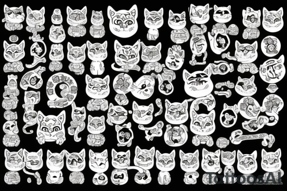 Demonic maneki neko from hell tattoo idea