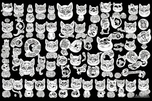 Demonic maneki neko from hell tattoo idea
