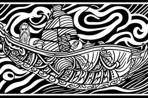 viking ship with the leader facing new land tattoo idea