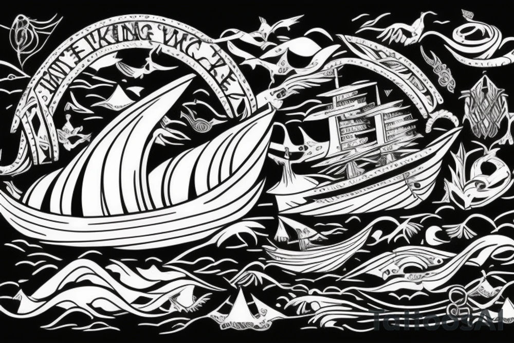 viking ship with the leader facing new land tattoo idea
