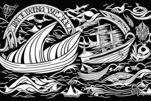 viking ship with the leader facing new land tattoo idea