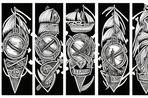viking ship with the leader facing new land tattoo idea