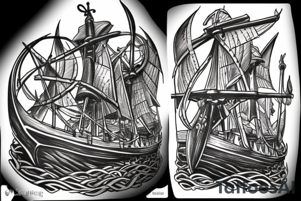 viking ship with the leader seeking to conquer new land tattoo idea viking ship with the leader seeking to conquer new land tattoo idea