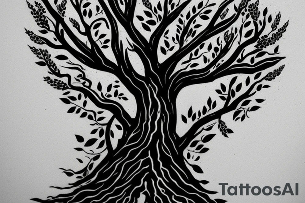 Tree white letterss A D H M tattoo idea