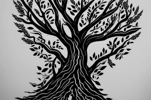 Tree white letterss A D H M tattoo idea