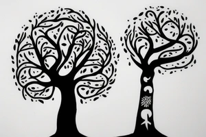 Tree white letterss A D H M tattoo idea