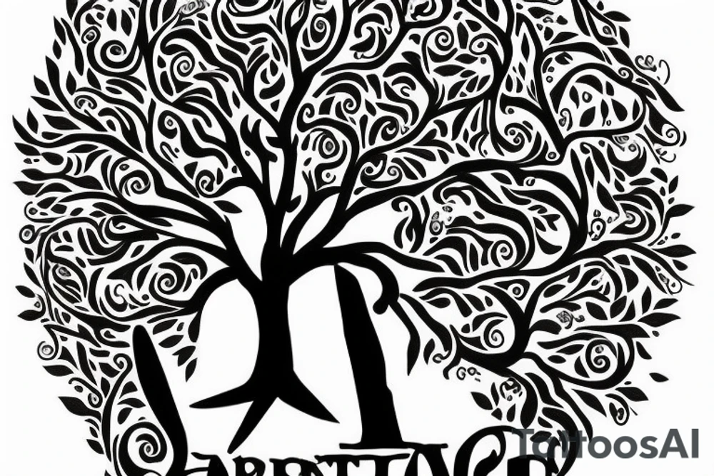 Tree whit letterss A D H M tattoo idea