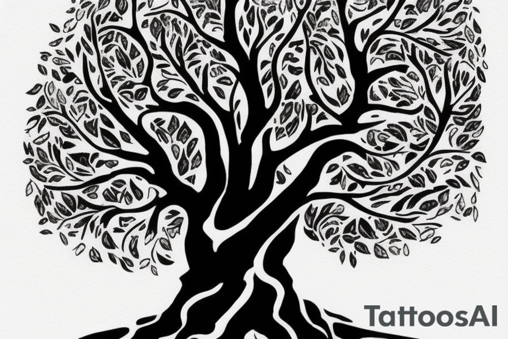 Tree whit letterss A D H M tattoo idea