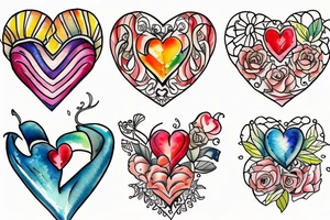 Four of the same hearts and a fifth different tattoo idea