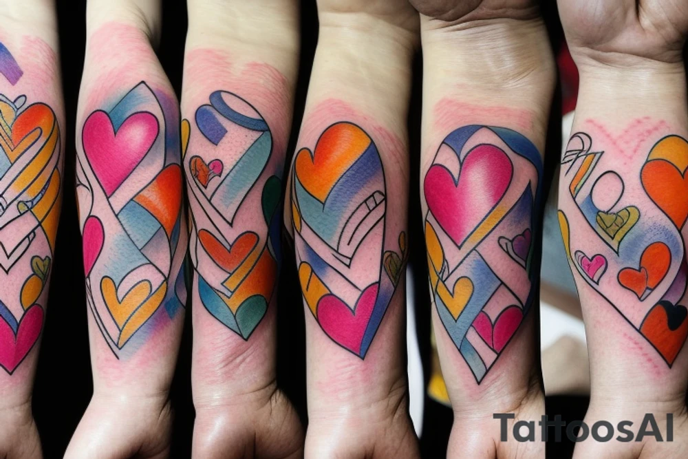 Four of the same hearts and a fifth different tattoo idea