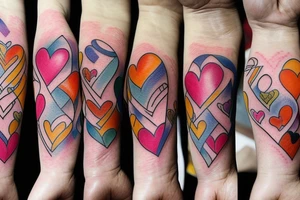 Four of the same hearts and a fifth different tattoo idea