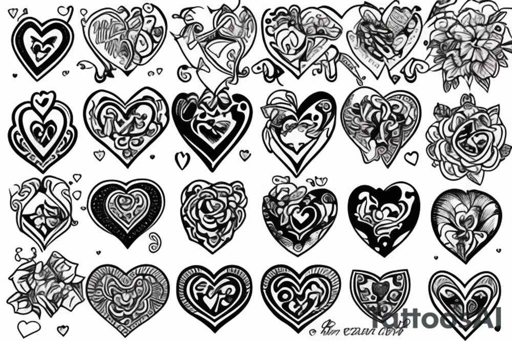 five hearts tattoo idea