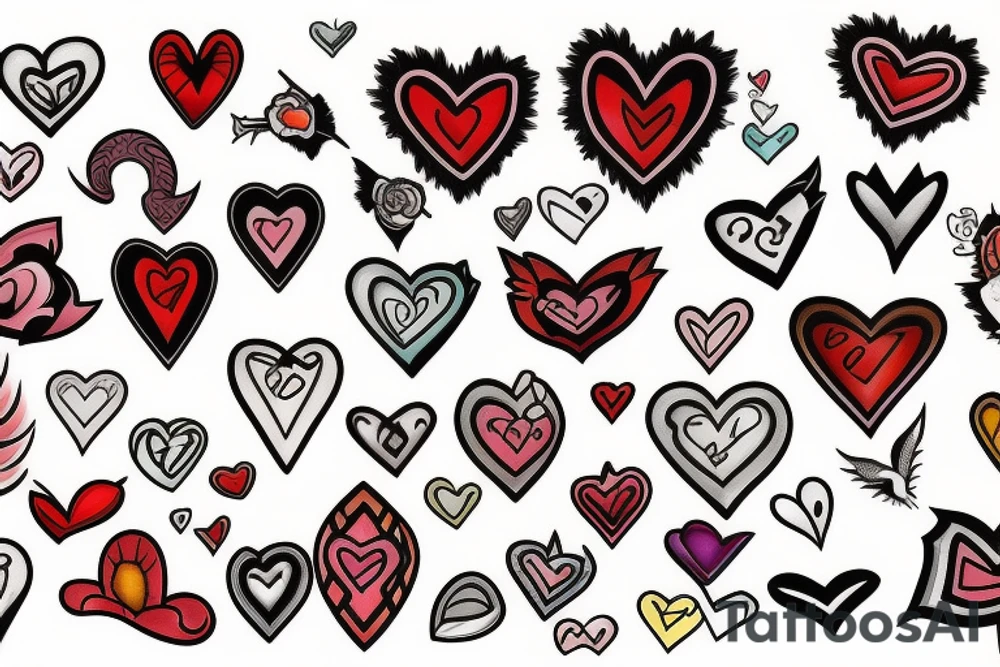 five same hearts tattoo idea