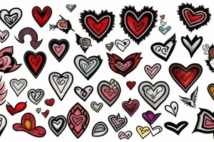 five same hearts tattoo idea
