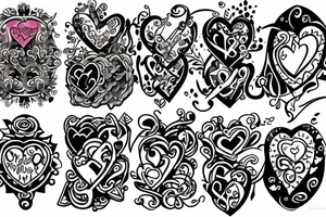five same hearts tattoo idea