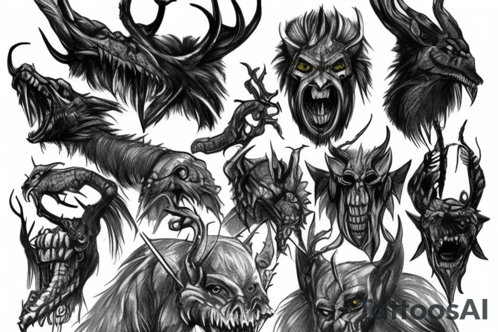 Witcher wild hunt monsters tattoo idea