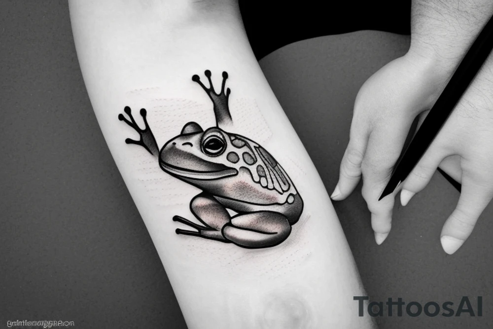 sitting frog tattoo idea