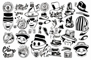 chciken with a hat in a car tattoo idea